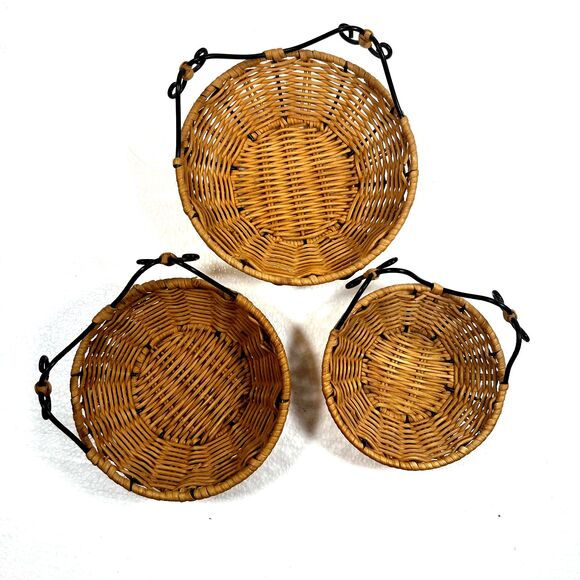 Princess House Casual Home 3-Tier Basket Set Pavillion Nested Bowls Rattan - Picture 5 of 7